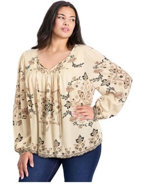 Avenue Plus Size Suli Bell Sleeve Top - Natural