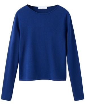 Mango Rira Fitted Boat-neck Long-sleeve Sweater - Blue