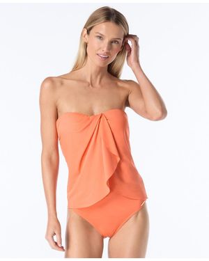 Vince Camuto Strapless Draped Tankini Top - Orange