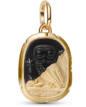 PANDORA Gold-plated Black Man-made Crystal Owl Charm - Metallic