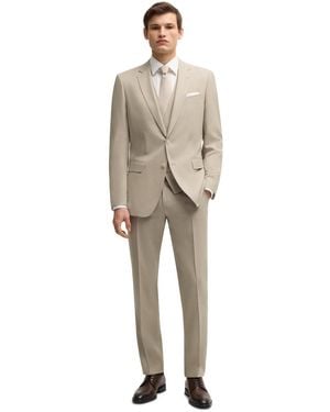 BOSS Boss By Patterned Stretch Wool Slim-fit Three-piece Suit - Natural