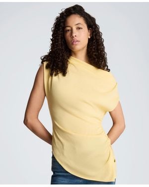 Kenneth Cole Asymmetrical Drape Short-sleeve Top - Yellow
