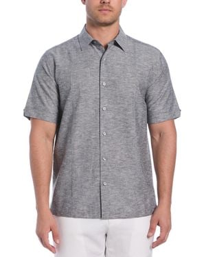 Cubavera Classic-fit Linen Blend Short Sleeve Button-front Shirt - Gray