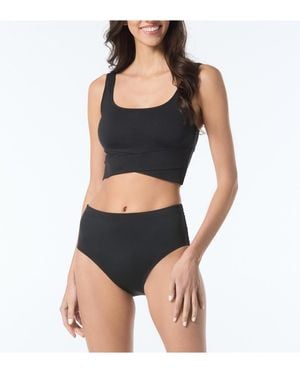 Beach House Sport Racer Zip Front Tankini Top - Blue