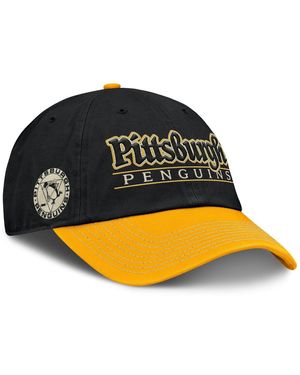 Fanatics Black/gold Pittsburgh Penguins Heritage Home Ice Two-tone Adjustable Hat - Multicolor