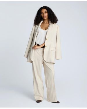 Kenneth Cole Pinstripe Two-button Boyfriend Jacket - White