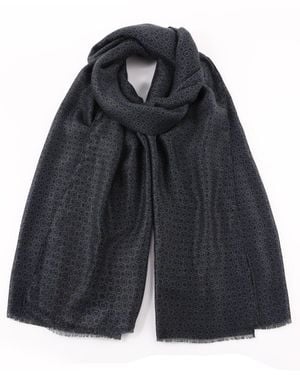 Ted Baker Floral-print Fringed Wrap Scarf - Black