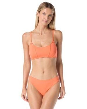 Vince Camuto Corset Bralette Top Solid Moderate Coverage Bikini Bottoms - Orange