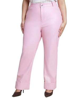 Eloquii Plus Size Cuffed Faux Leather Pant - Pink