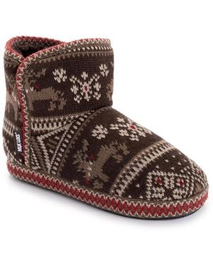 Muk Luks Leigh Bootie Slippers - Brown