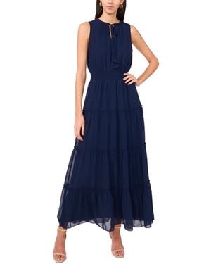 1.STATE Split-neck Sleeveless Maxi Dress - Blue