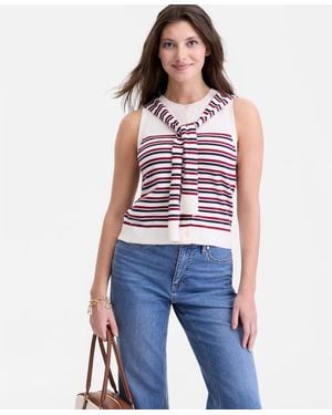On 34th Tie-neck Sleeveless Sweater - Blue