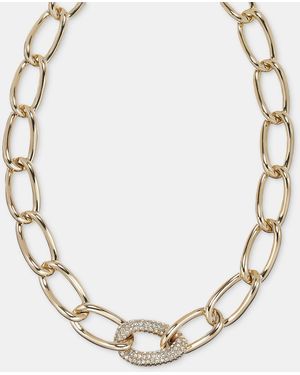 DKNY Pave Large Link Collar Necklace - Metallic
