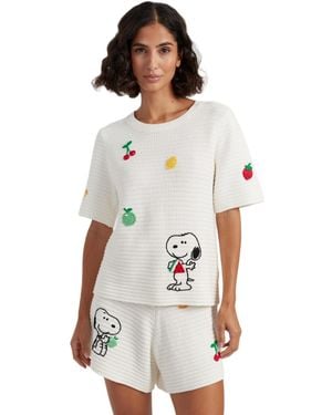 Chinti & Parker Cotton Snoopy Crochet Tee - White