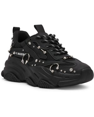 Steve Madden Possession Piercing-embellished Lace-up Sneakers - Black