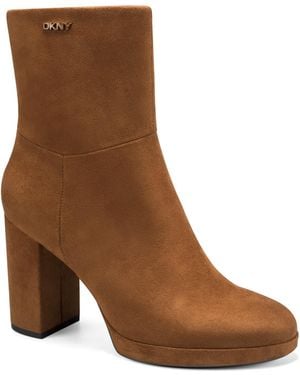 DKNY Denisa Heeled Zipper Booties - Brown