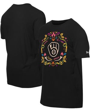 KTZ Milwaukee Brewers Dia De Los Muertos Washed Oversized T-shirt - Black