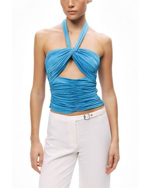 Nocturne Cut-out Draped Blouse - Blue