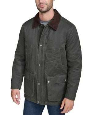 Cole Haan Corduroy-shirt-collar Waxed Rain Jacket - Gray