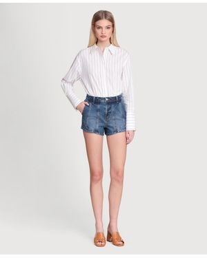 Avec Les Filles High-low Rise Denim Shorts - Blue