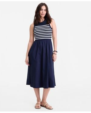 On 34th Mixed-media Sweater Midi Dress - Blue