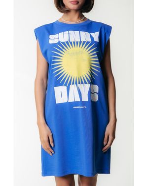 Colourful Rebel Sunny Days Padded Dress Sl - Blue