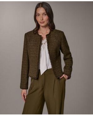 Donna Karan Open Front Fring Jacket - Brown
