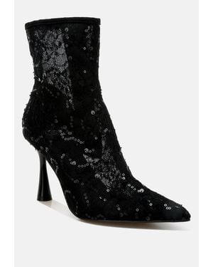 Rag & Co Samia Sequin Lace Boots - Black