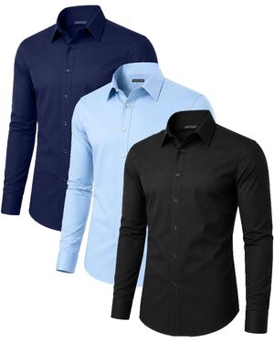 James Tailor Point Collar Stretch Dress Shirt - Blue