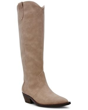 Dolce Vita Kit Knee-high Wide Calf Cowboy Boots - Brown