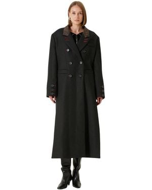 Pcfg Wool/cashmere-blend Oversized Double-breasted Long Overcoat - Black