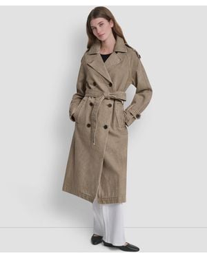 DKNY Double Breasted Belted Trench Coat - Natural