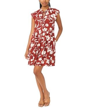 Msk Floral Linen Blend Tiered Dress