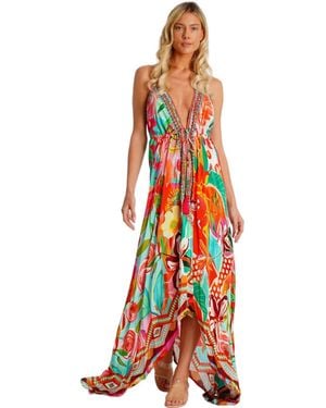 La Moda Clothing Maxi Halterneck Dress - Red