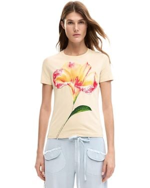 Desigual Hibiscus T-Shirt, Cotton - White