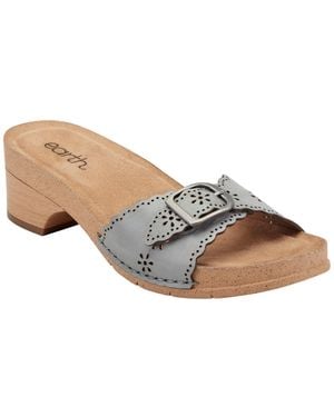 Earth Haisly Leather Buckle Band Block Heel Sandals - Multicolor