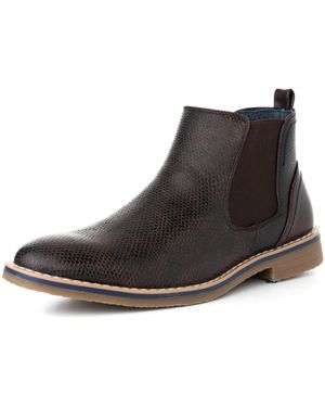 Alpine Swiss Nash Chelsea Boots Snakeskin Ankle Boot Genuine Leather Lined - Black