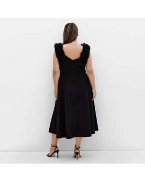 City Chic Plus Size Embroidered Tulle Dress in Black | Lyst