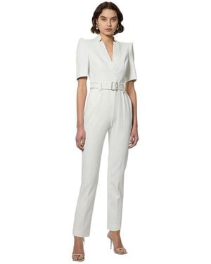 Karen Millen Crepe Belted Jumpsuit - White