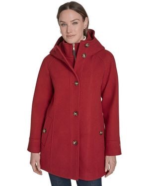 Tommy Hilfiger Hooded Button-front Coat - Red