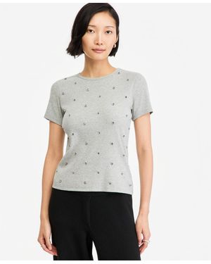On 34th Rhinestone-embellished Crewneck Short-sleeve T-shirt - Gray