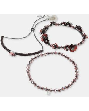 Lonna & Lilly Crystal Floral Beaded Stretch Bracelet - White