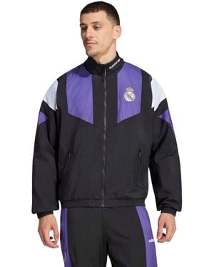 adidas Real Madrid Eqt Full-zip Mock Neck Track Jacket - Blue