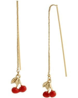 Steve Madden Cherry Charm Threader Earrings - White