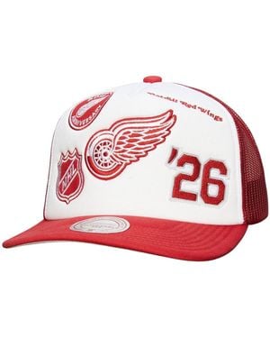 Mitchell & Ness White/red Detroit Red Wings Gridlock Trucker Adjustable Hat