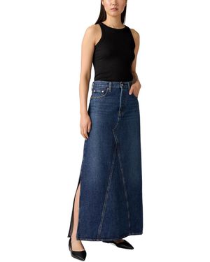 Levi's Cotton Iconic Side-slit Maxi Skirt - Blue