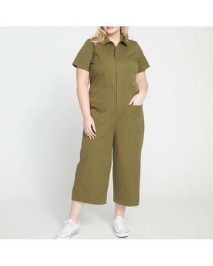 UNIVERSAL STANDARD Kate Stretch Cotton Twill Jumpsuit - Green