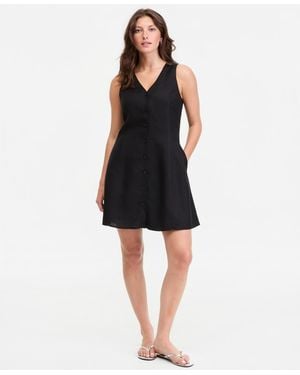 On 34th Linen-blend V-neck Mini Dress - White