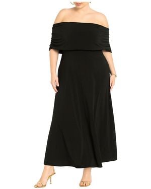 Eloquii Plus Size Off The Shoulder Maxi Dress - Black