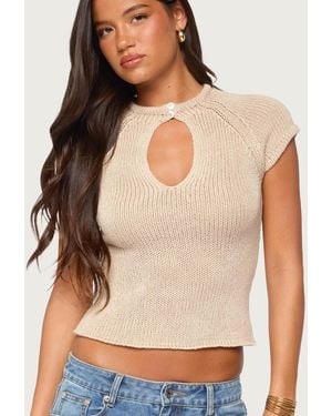 Edikted Ganni Keyhole Cutout Knit Top - Gray